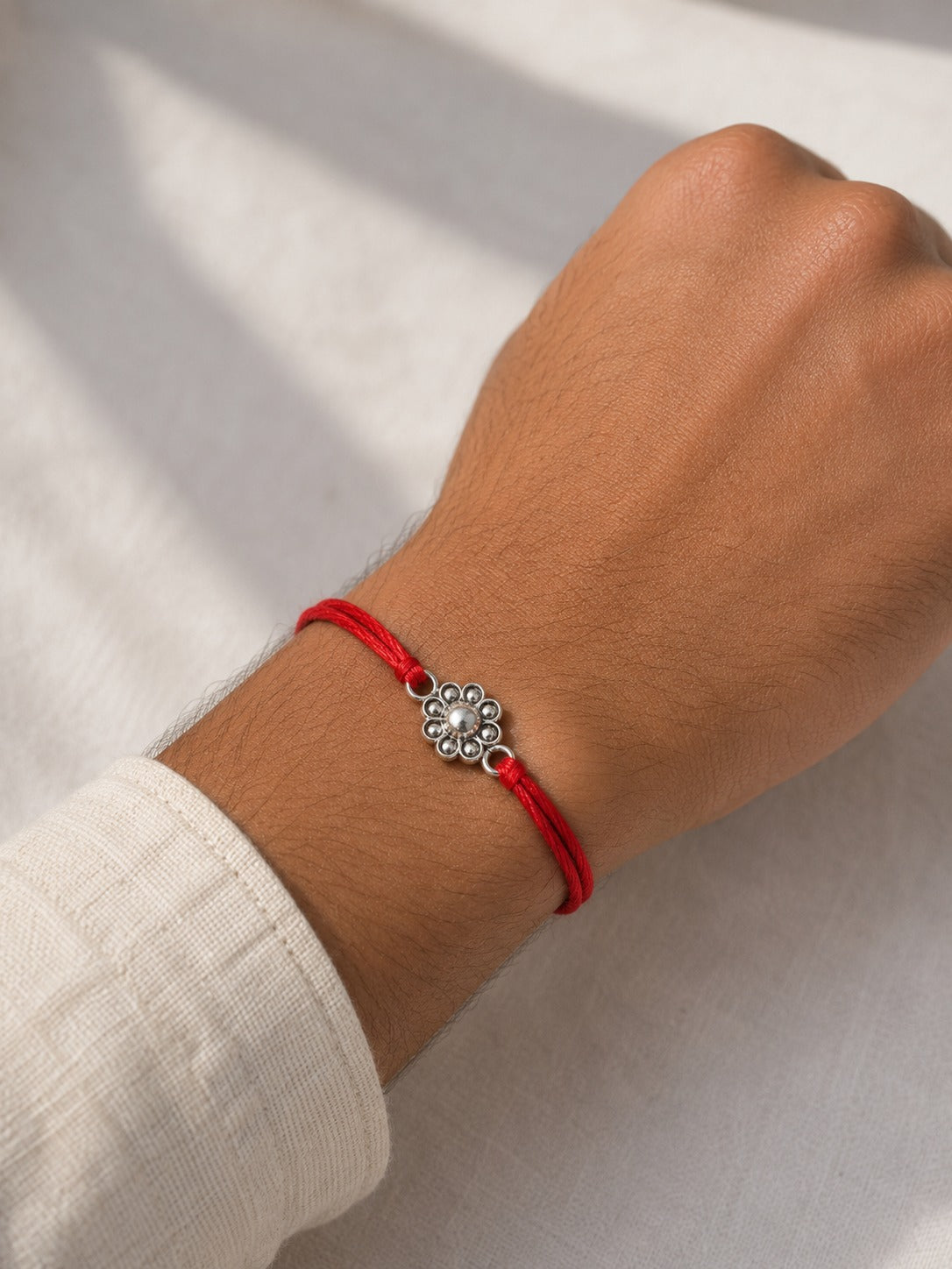 Floral Silver Charm Rakhi
