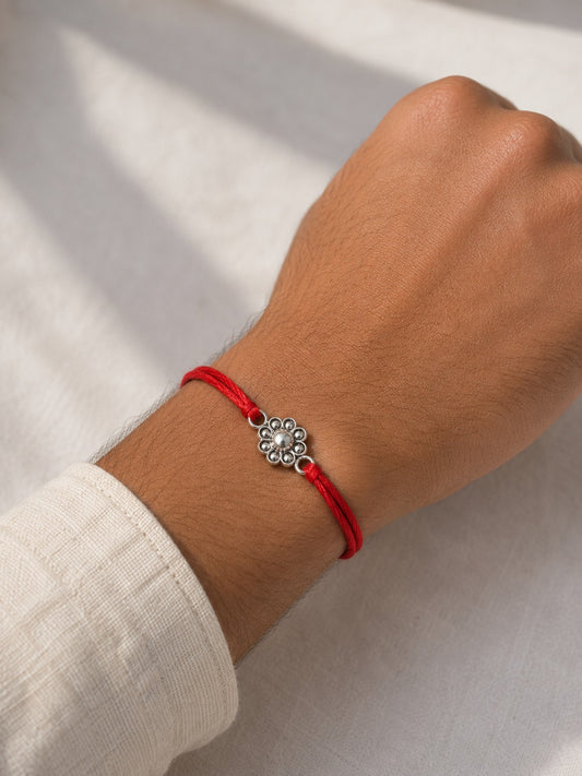 Floral Silver Charm Rakhi