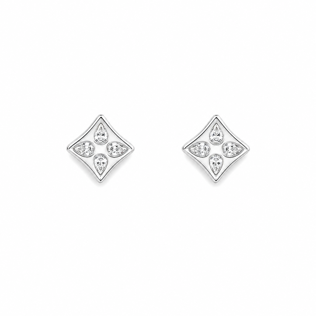 Silver Diamond Frame Studs