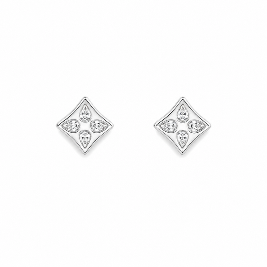 Silver Diamond Frame Studs