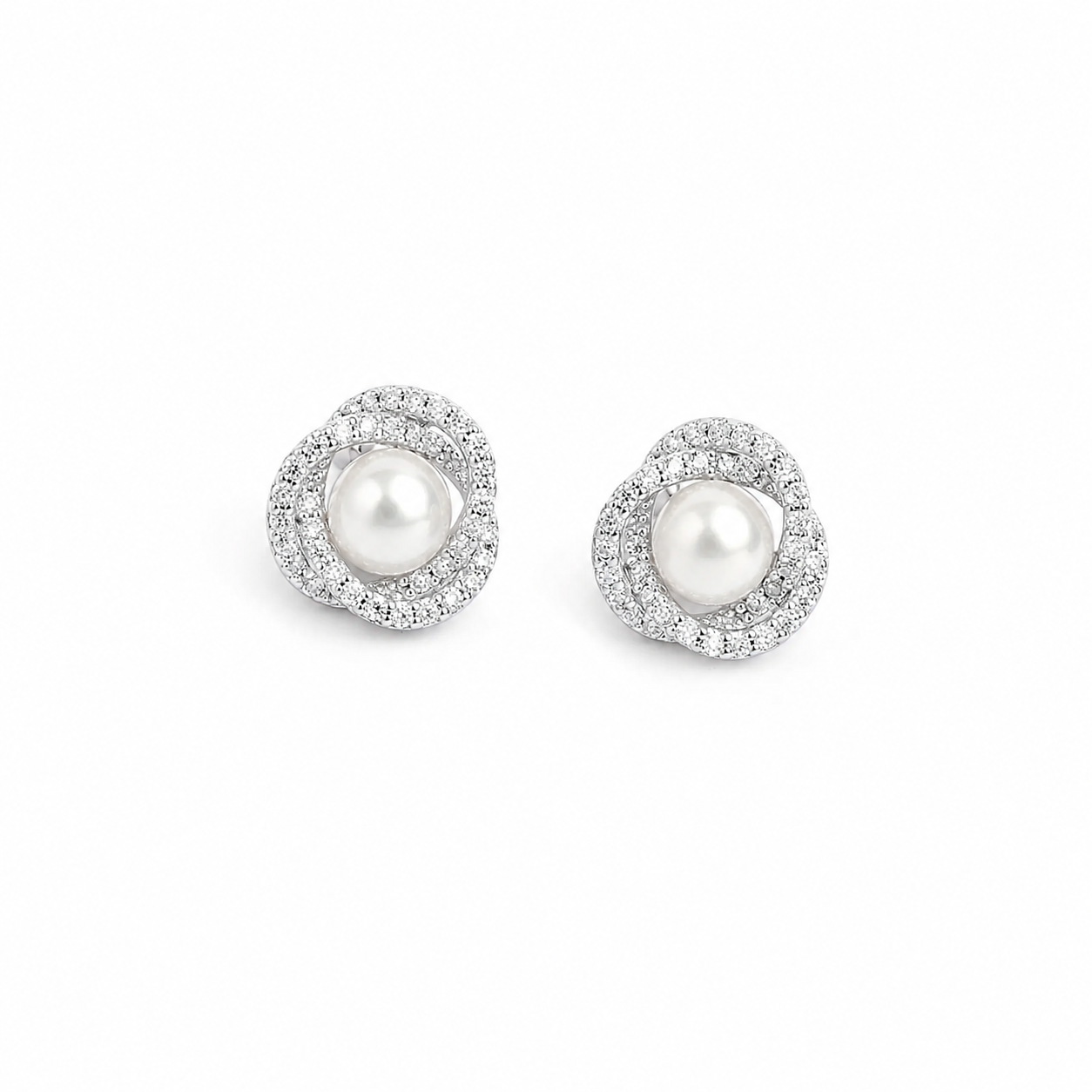 Silver Classic Aura Pearl Earrings
