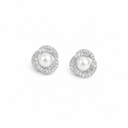 Silver Classic Aura Pearl Earrings