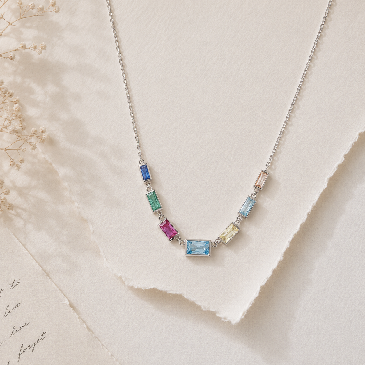 925 Silver PrismPop Baguette Crystal Necklace