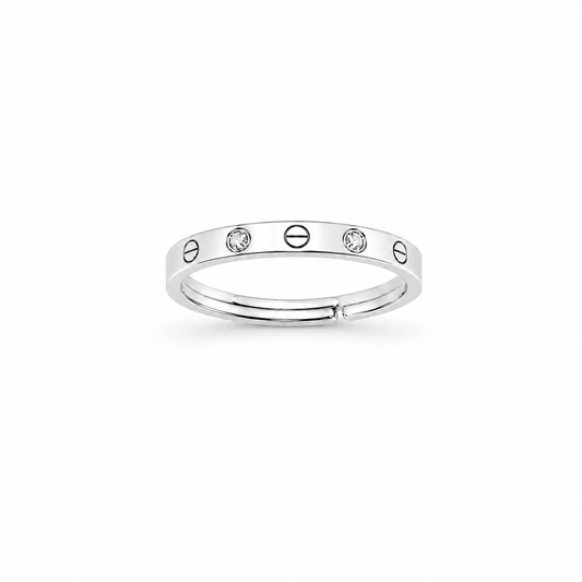 Silver Luxe Screw  Adjustable Band Ring