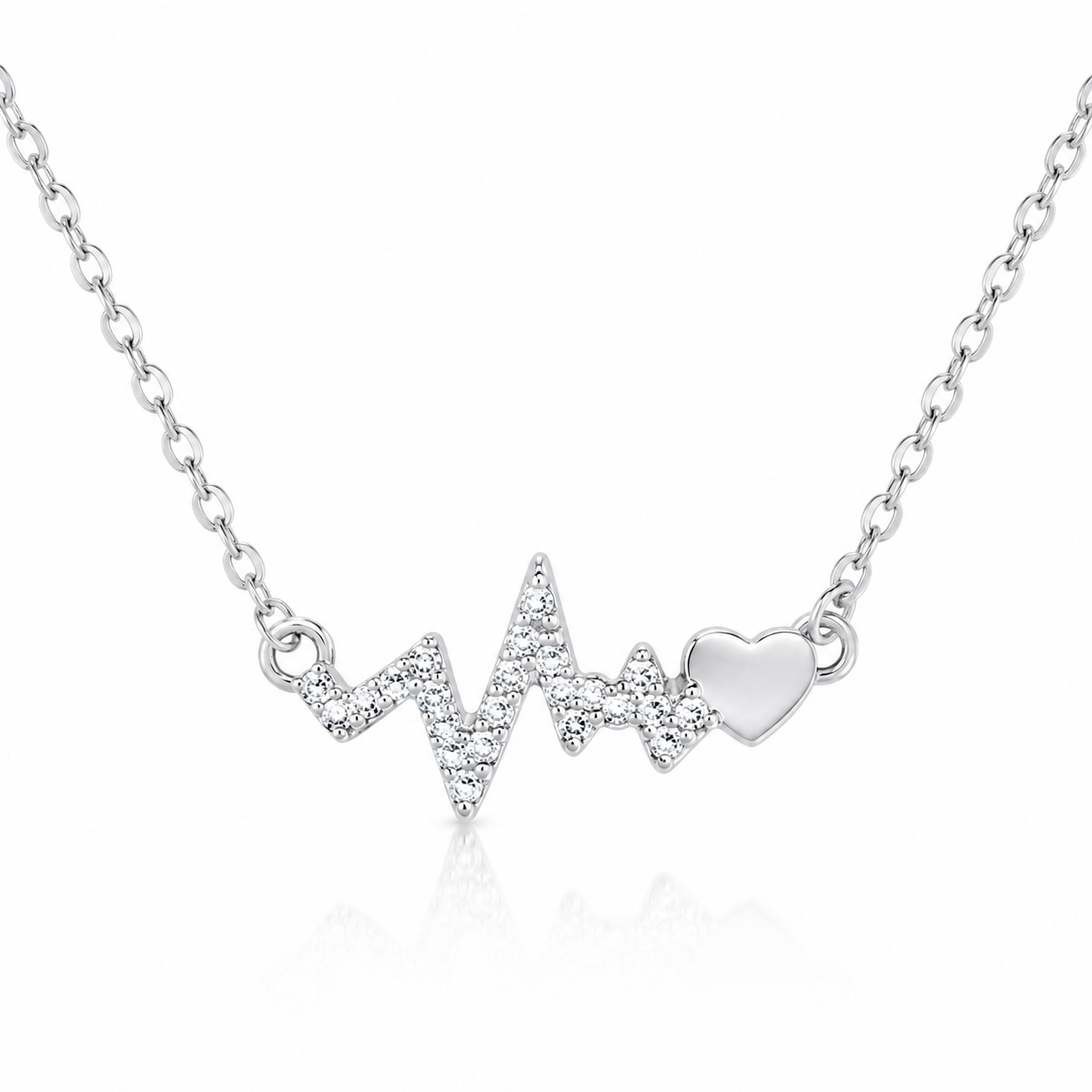 Silver Forever Heartbeat Pendant Necklace