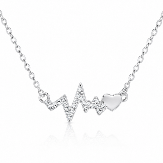 Silver Forever Heartbeat Pendant Necklace