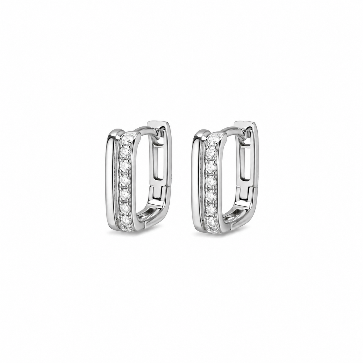 Silver Sparkling Hoop Earrings