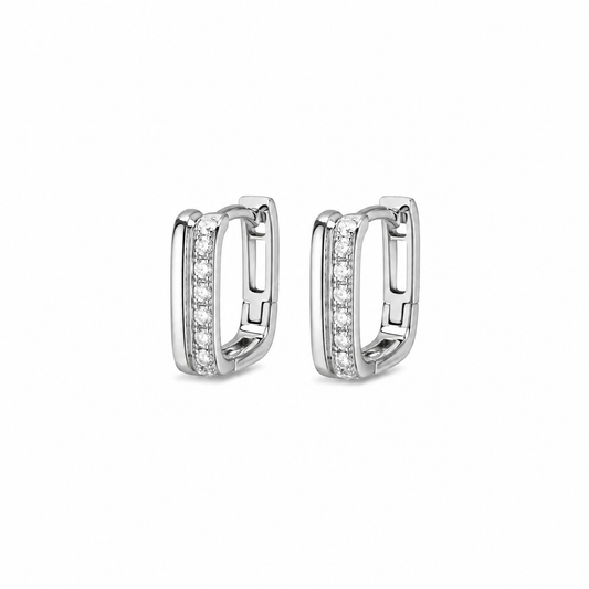 Silver Sparkling Hoop Earrings