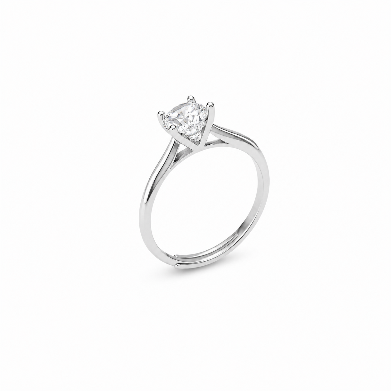 Silver Classic Pear Solitaire Adjustable Ring