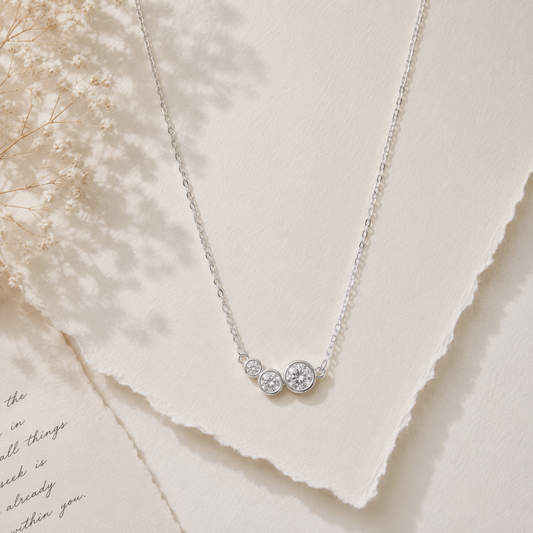 Silver Three-Stone Necklace