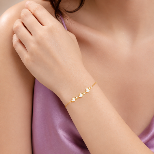 925 Silver Mother of Pearl Heart Bracelet