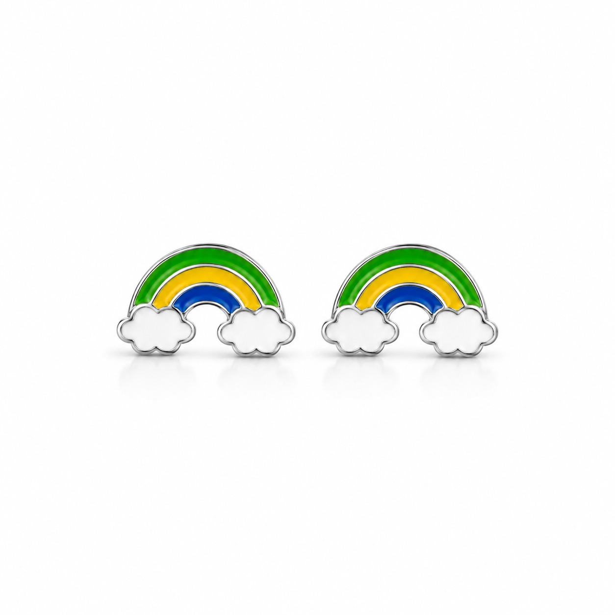 Silver Rainbow Stud Earrings