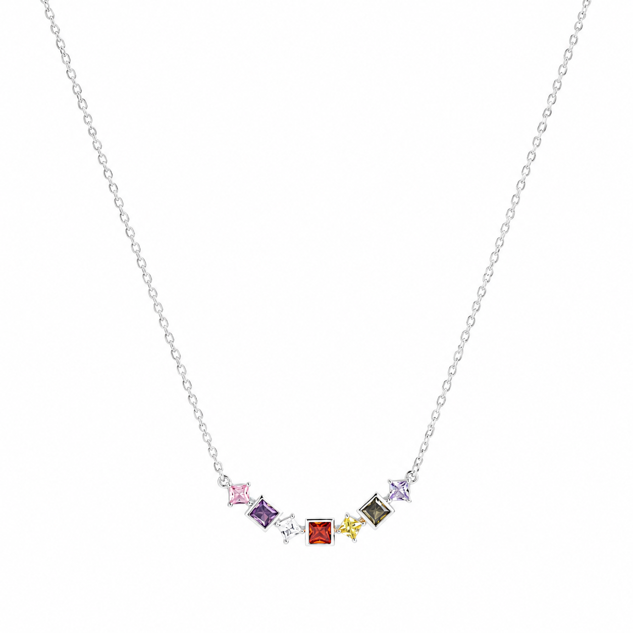 9Silver CandyGem Curve Necklace