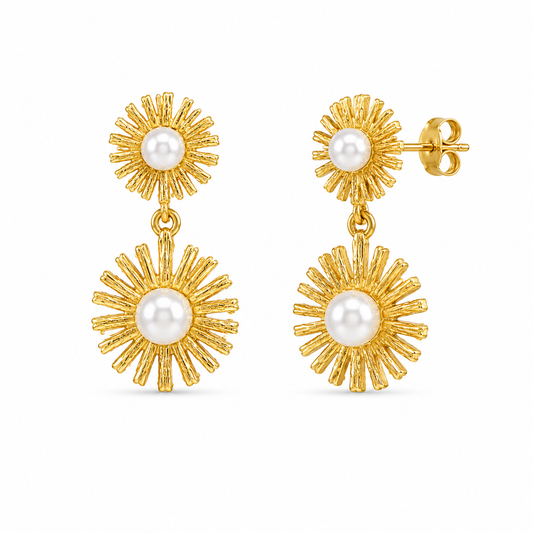 Demi Fine Pearl Sunburst Drop Earrings