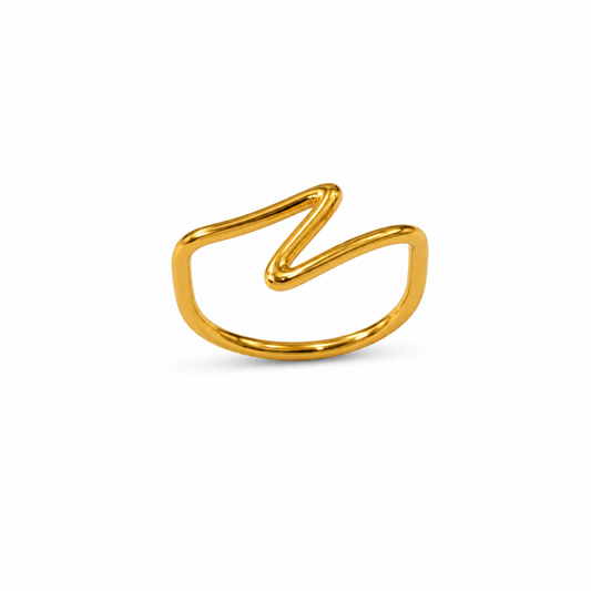 9K Gold Wave Minimal Ring (Size -11)