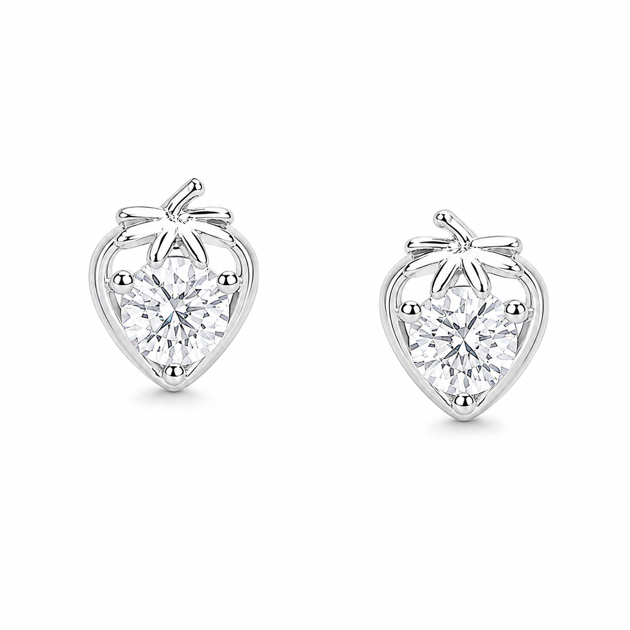 Silver Delicate Strawberry Spark Stud
