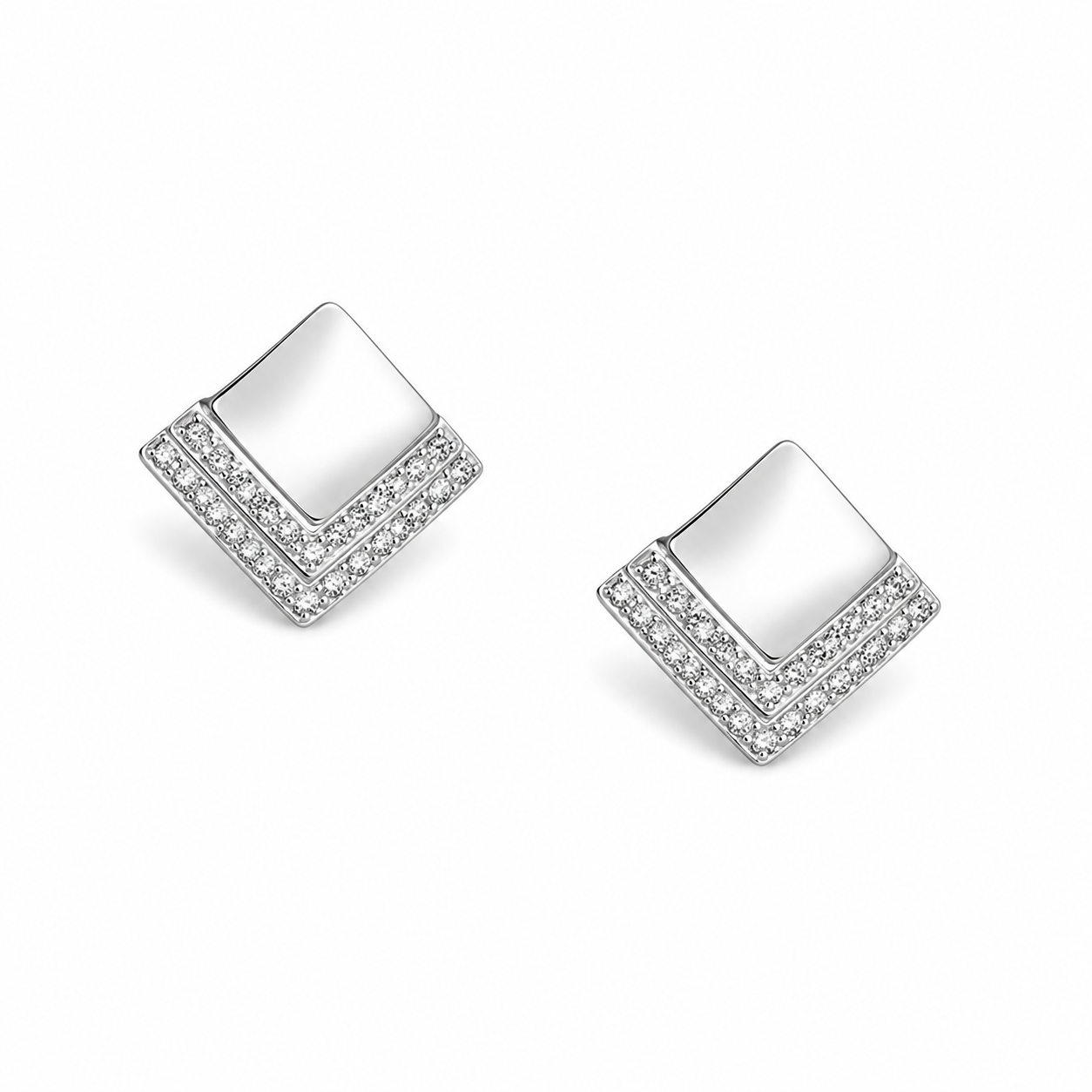 Silver MOP Square Frame Studs