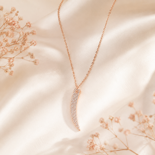 Silver Grace Curve Rose Gold Necklace