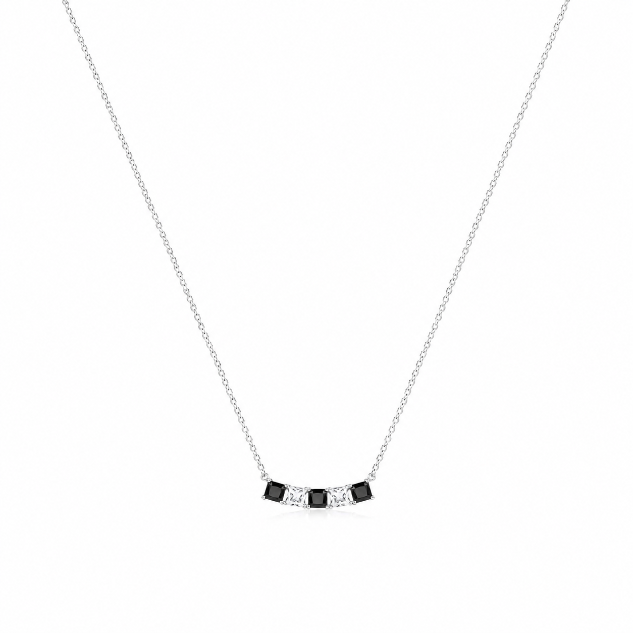 Silver Midnight Prism Five-Stone Bar Necklace