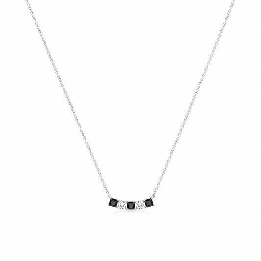 Silver Midnight Prism Five-Stone Bar Necklace