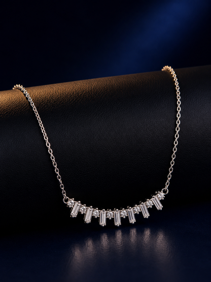 925 Silver Baguette Curve Necklace
