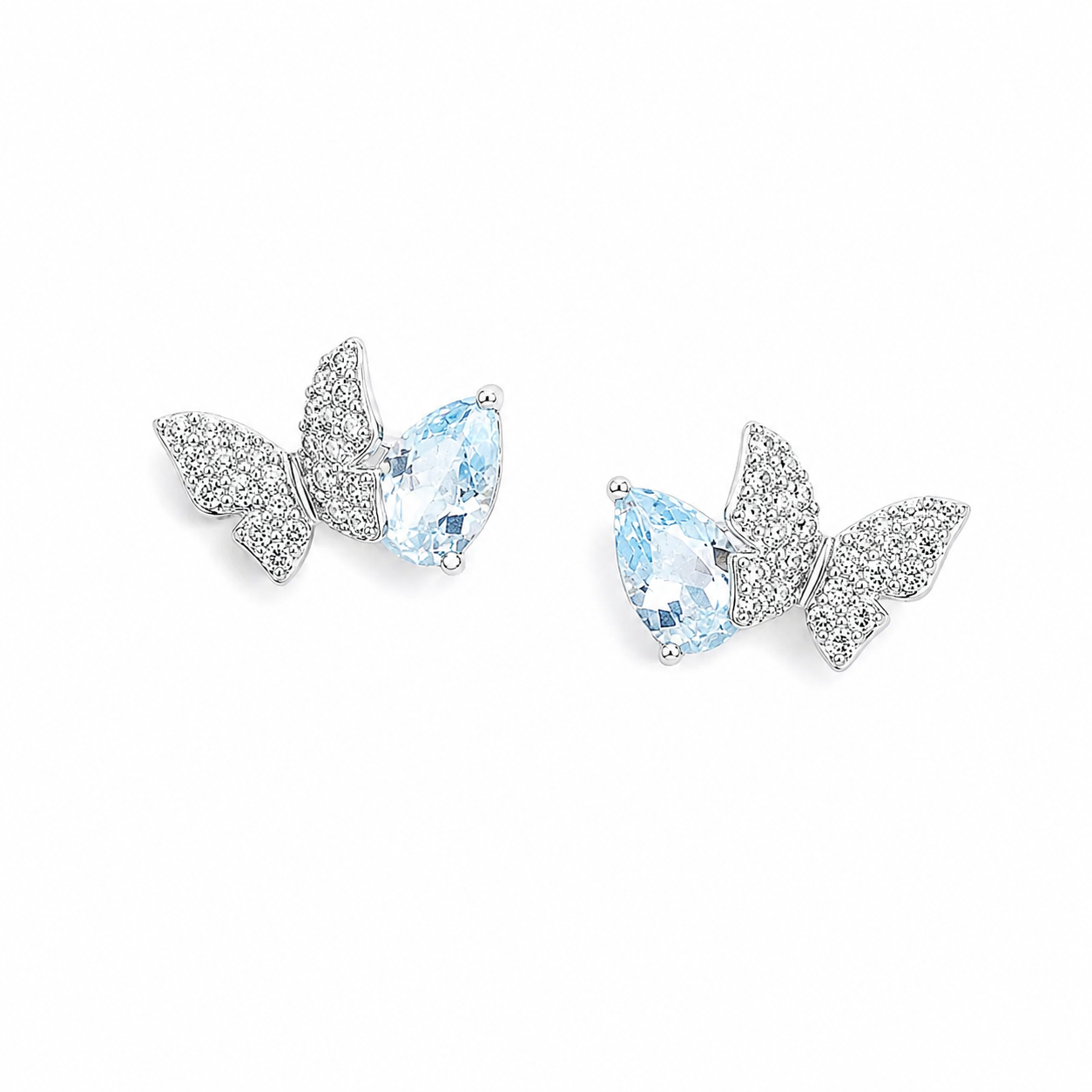 Silver FrostWing Aqua Spark Studs