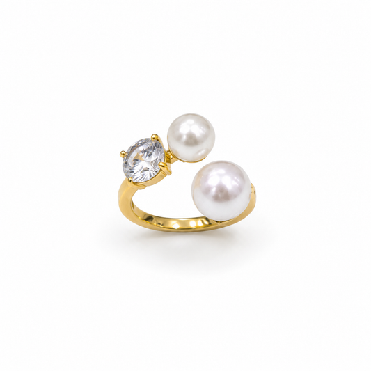 Demi Fine Pearl & Crystal Open Ring