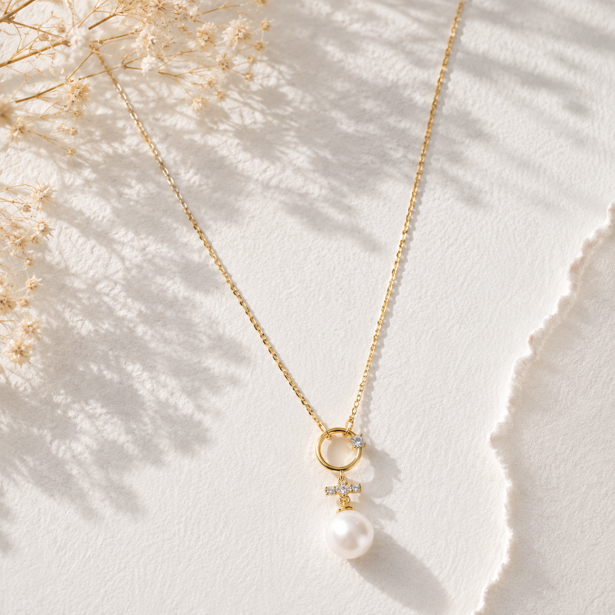 Silver Luna Pearl Drop  Necklaces