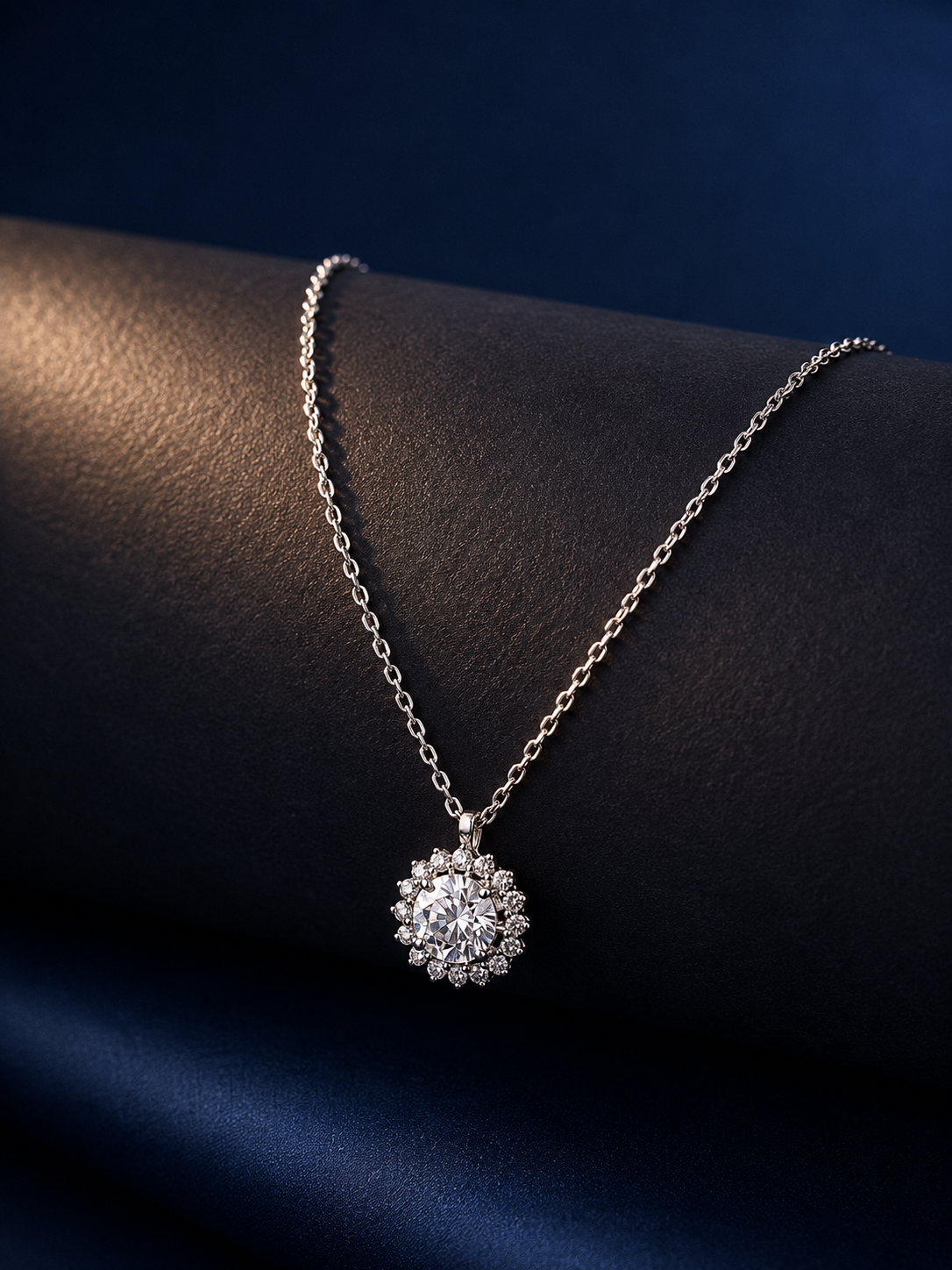 925 Silver Minimal Round Halo Necklace