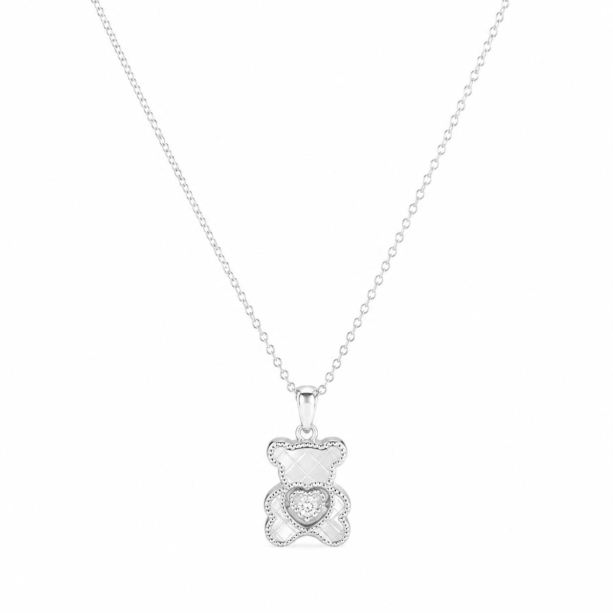 Silver Little Love Teddy Necklace