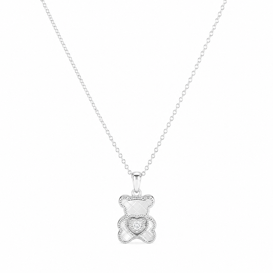 Silver Little Love Teddy Necklace