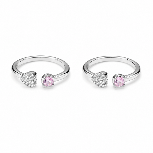 925 Silver Pink Heart Adjustable Toe Ring