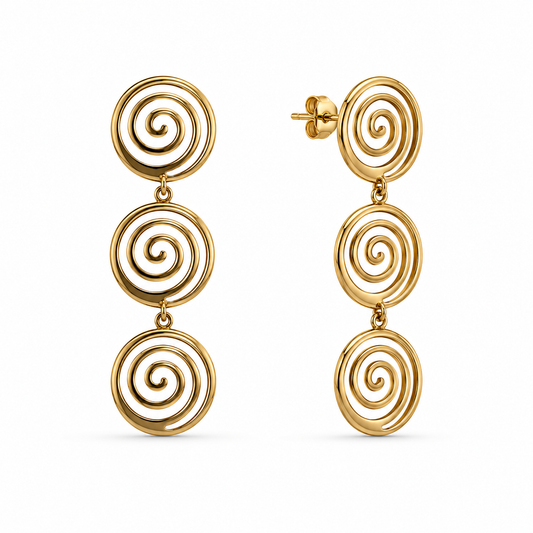 Demi Fine Triple Spiral Drop Earrings