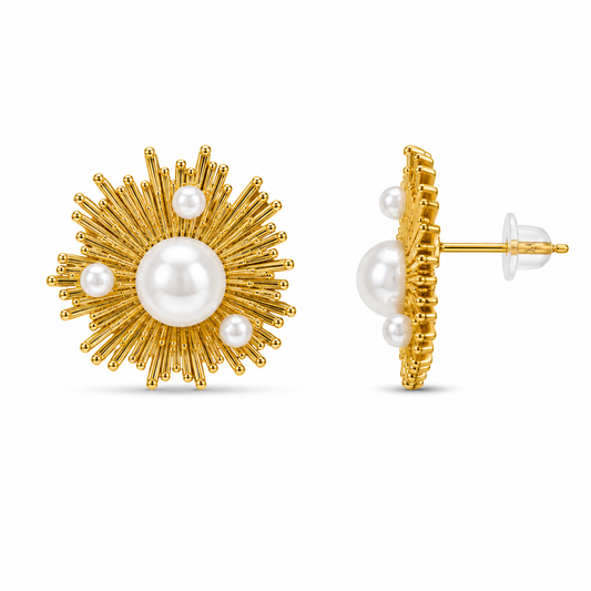 Demi Fine Solara Pearl Sunburst Earrings
