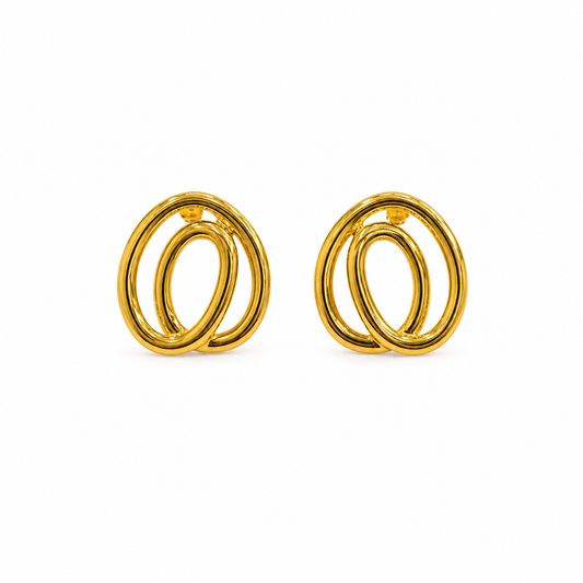 9K Gold Interlocking Oval Stud Earrings