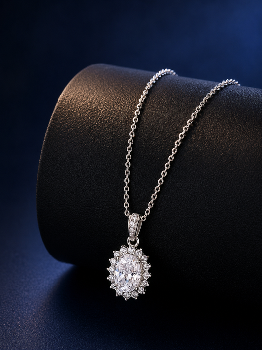 925 Silver Luxury Necklace with Sparkling Crystal