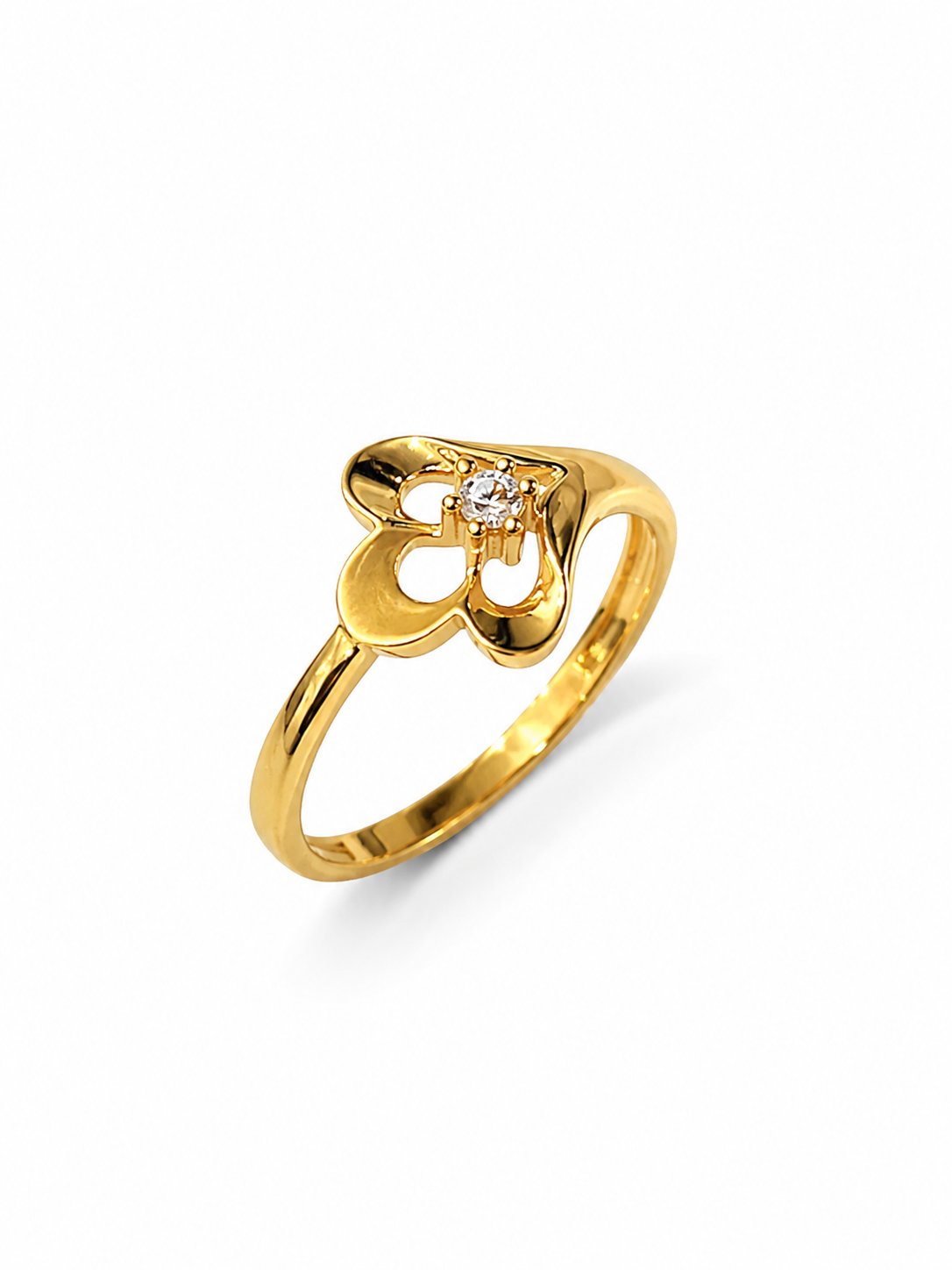 9K Gold Floral Solitaire Ring (Size -12)