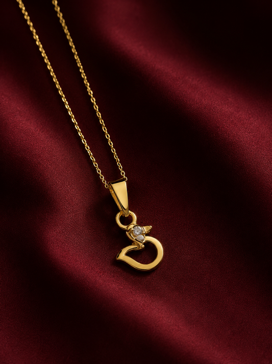 9K Gold Swan Diamond Pendant