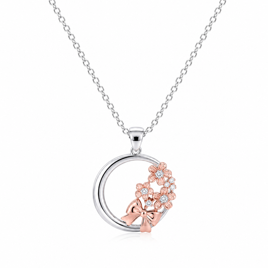 Silver Grace Bloom Circle Pendant Necklace