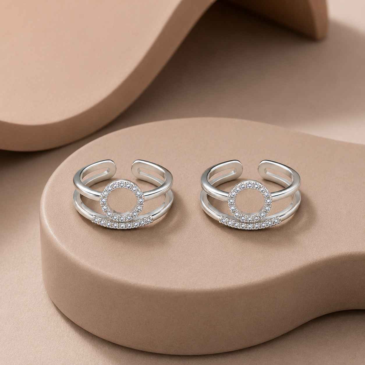 Silver Elegant Double Layer Toe Ring