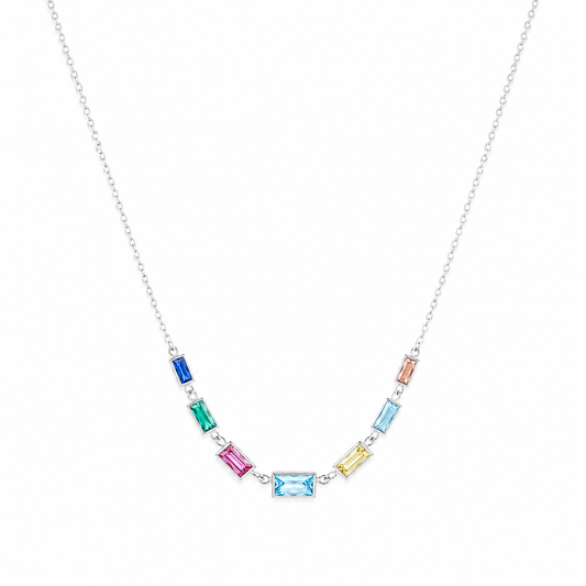 925 Silver PrismPop Baguette Crystal Necklace
