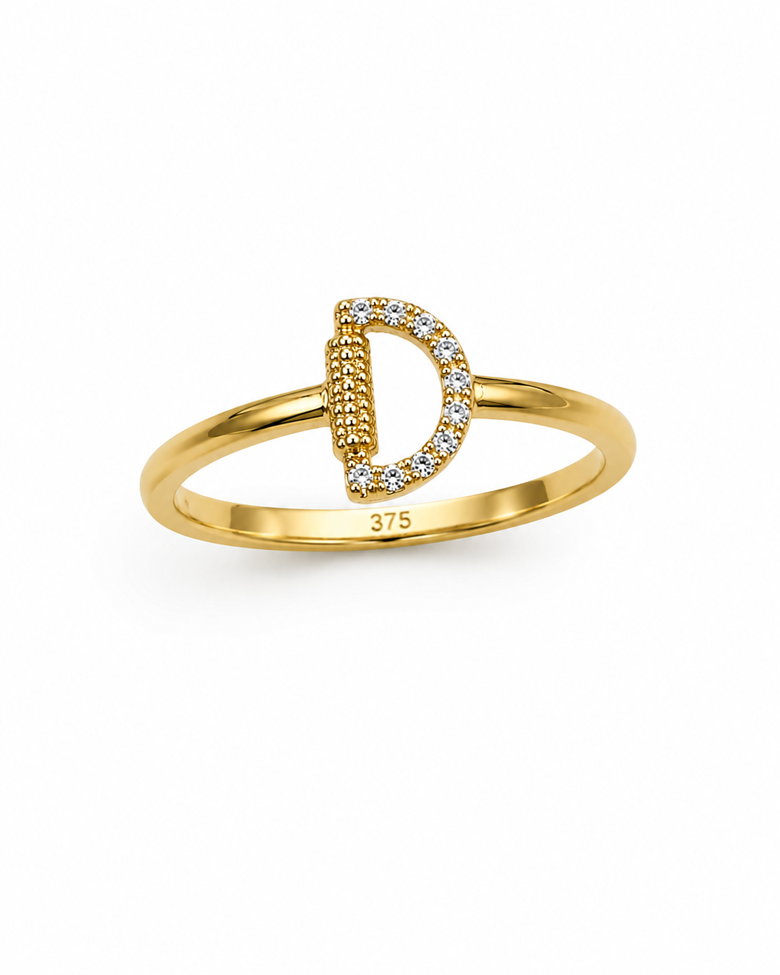 9K Gold Minimalist Initial Ring (Size - 13)