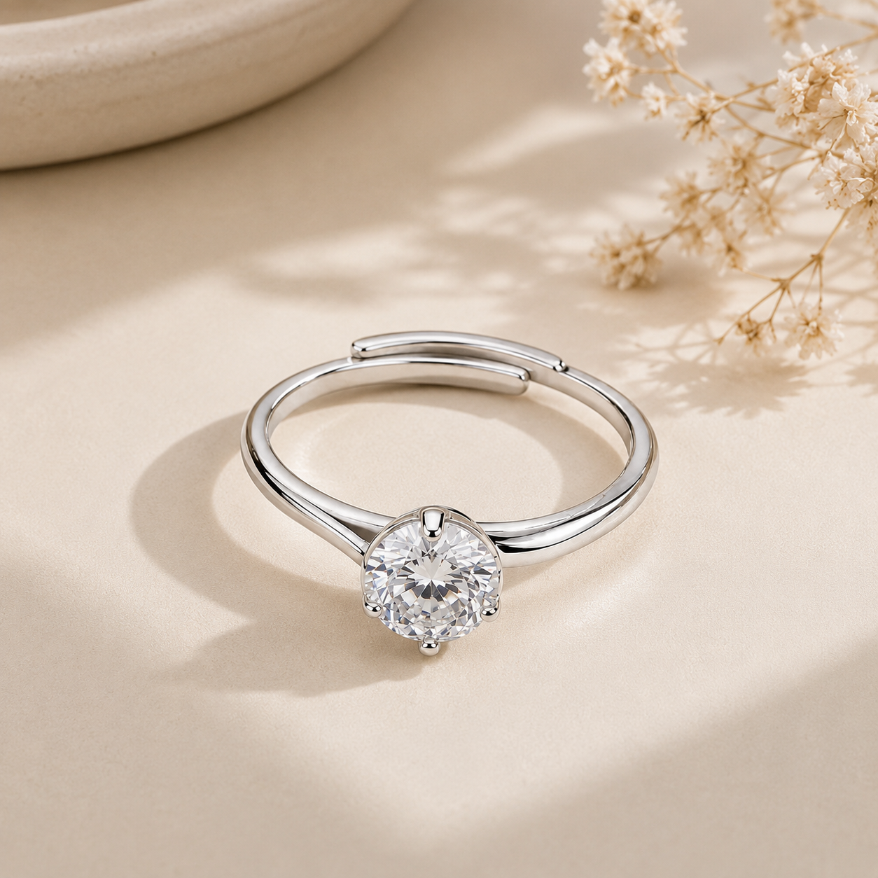 Silver Elegant Solitaire Ring