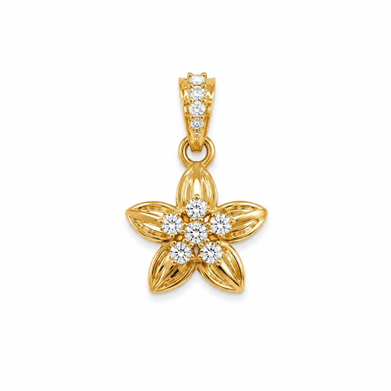 9K Gold Floral Diamond Pendant