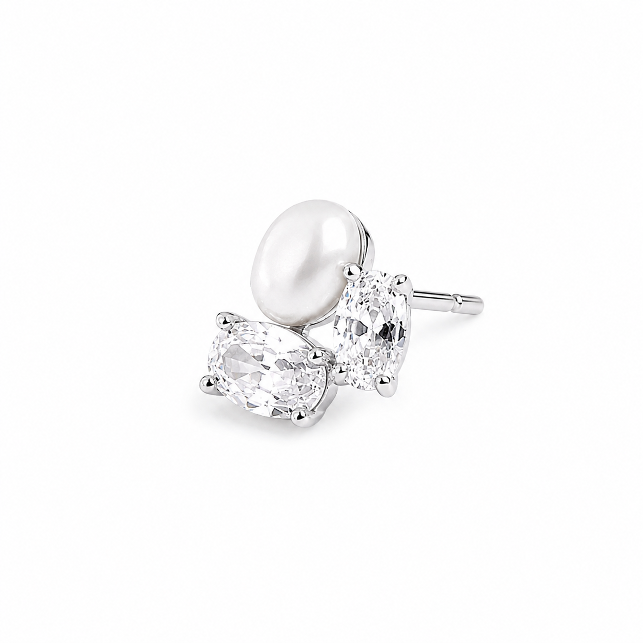 Silver Pearl Fusion Studs