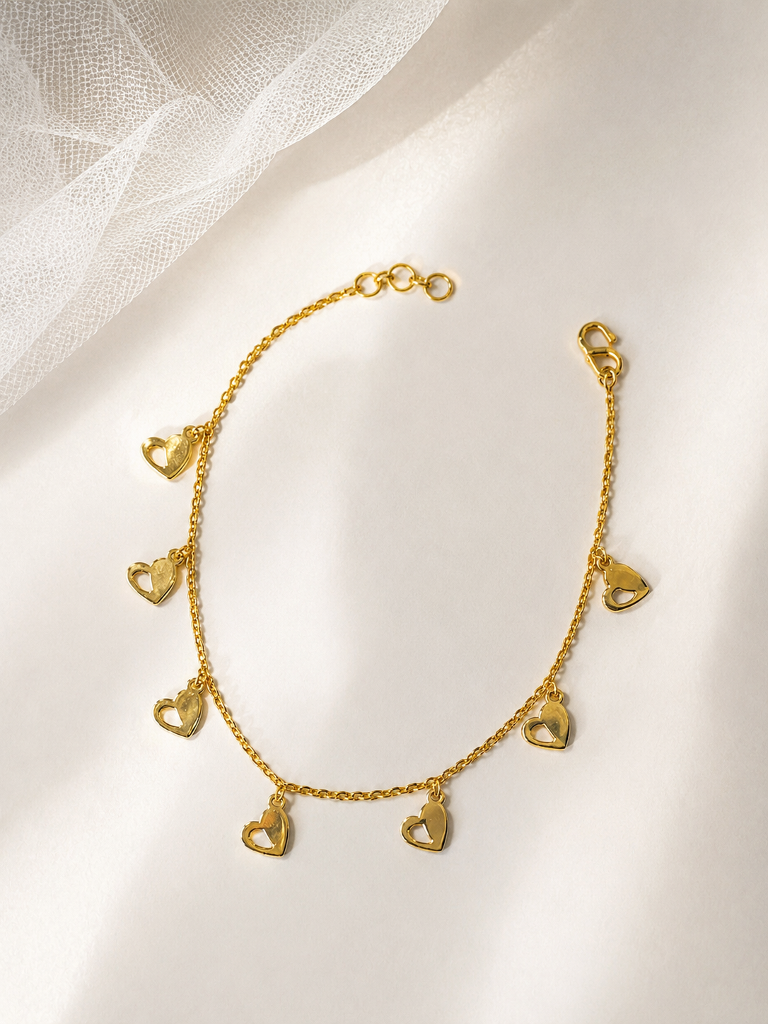 9K Gold Heart Charm Bracelet