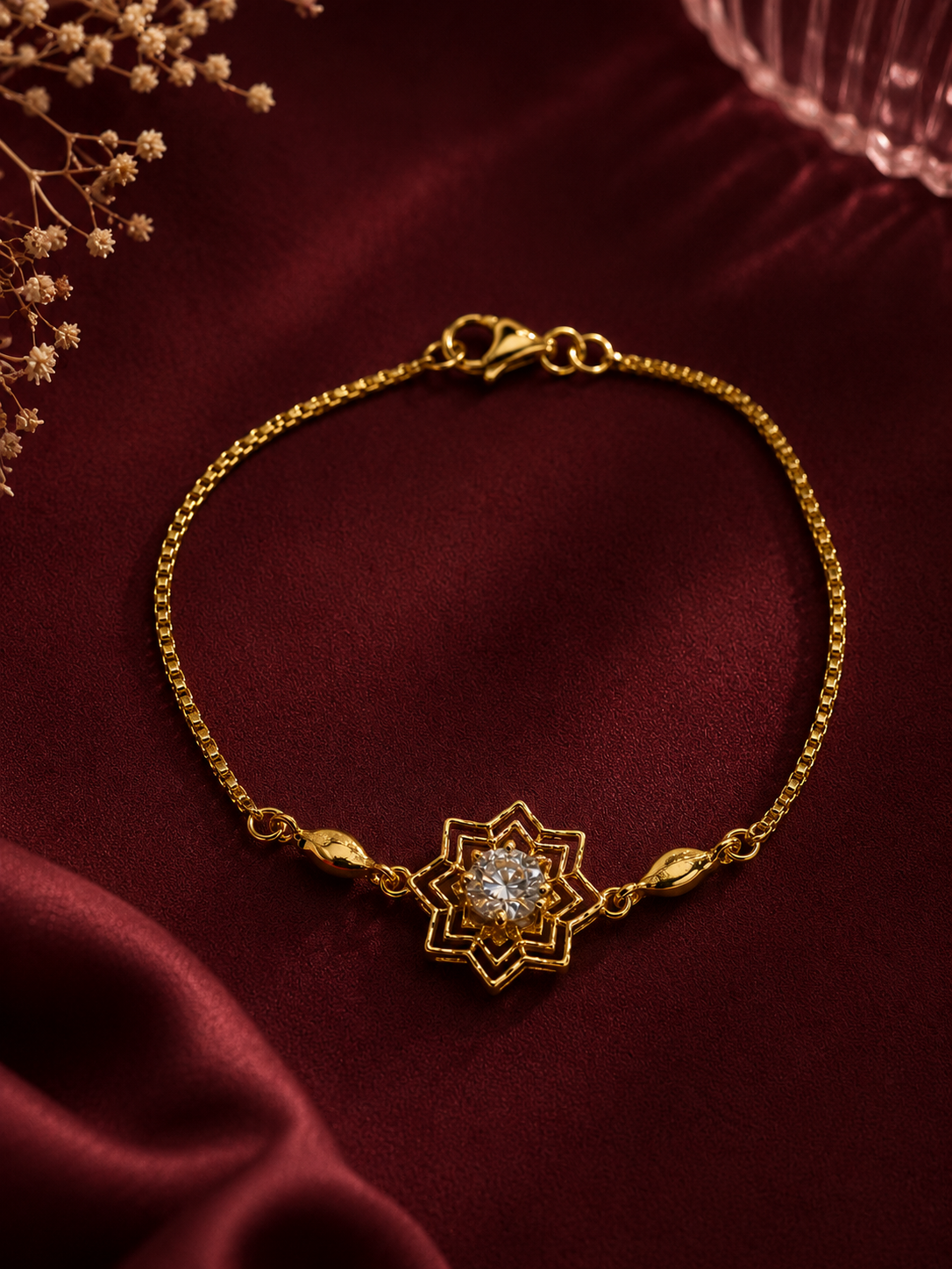 9K Gold Floral Diamond Bracelet