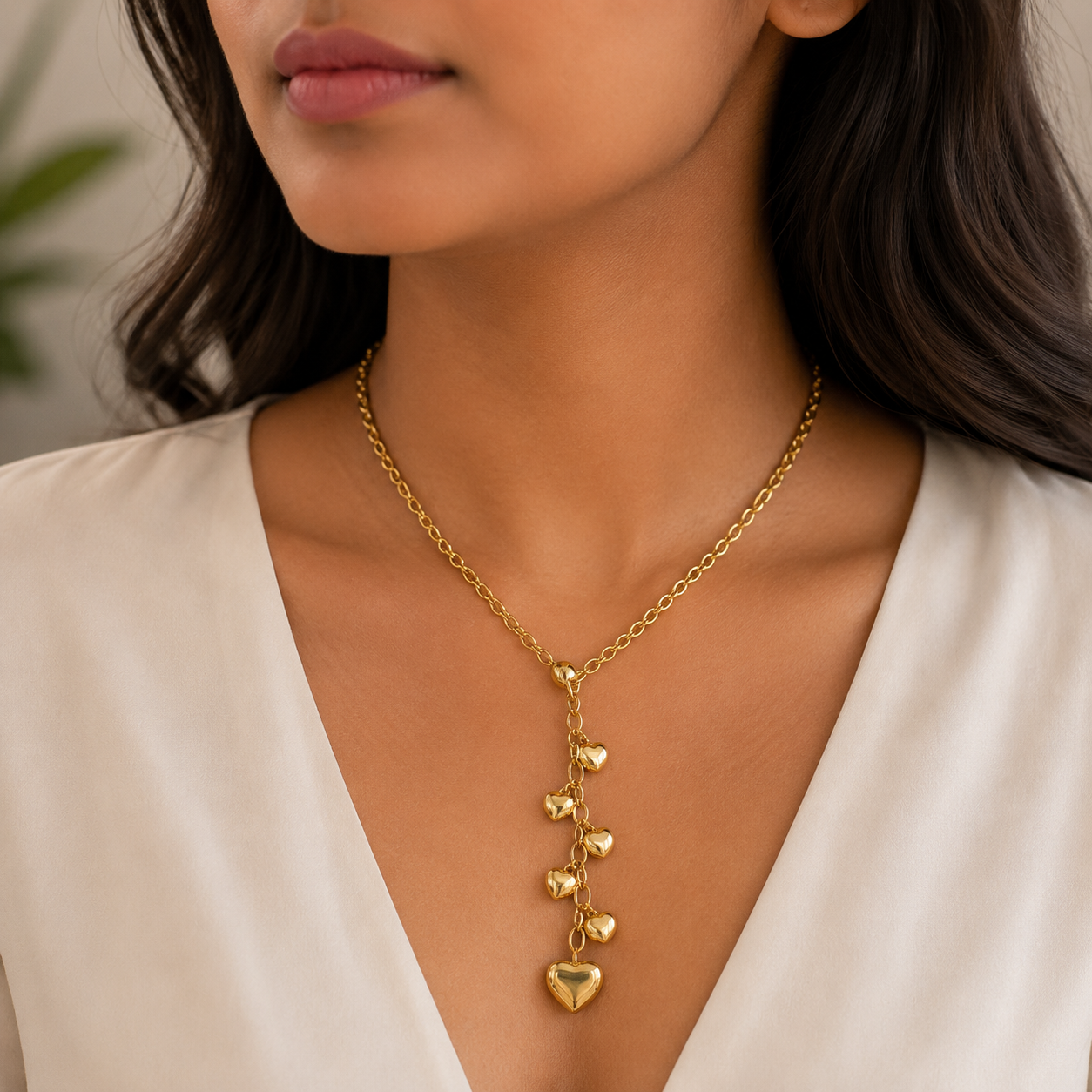 Demi Fine Cascading Heart Charm Necklace