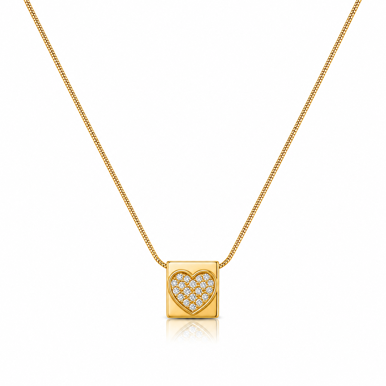 Demi Fine Crystal Heart Square Pendant Necklace