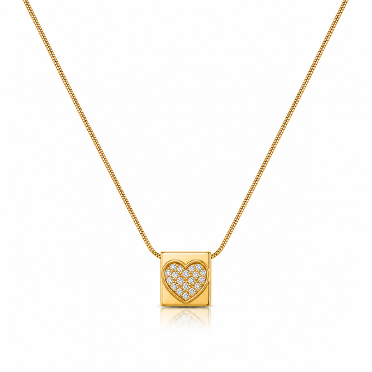 Demi Fine Crystal Heart Square Pendant Necklace